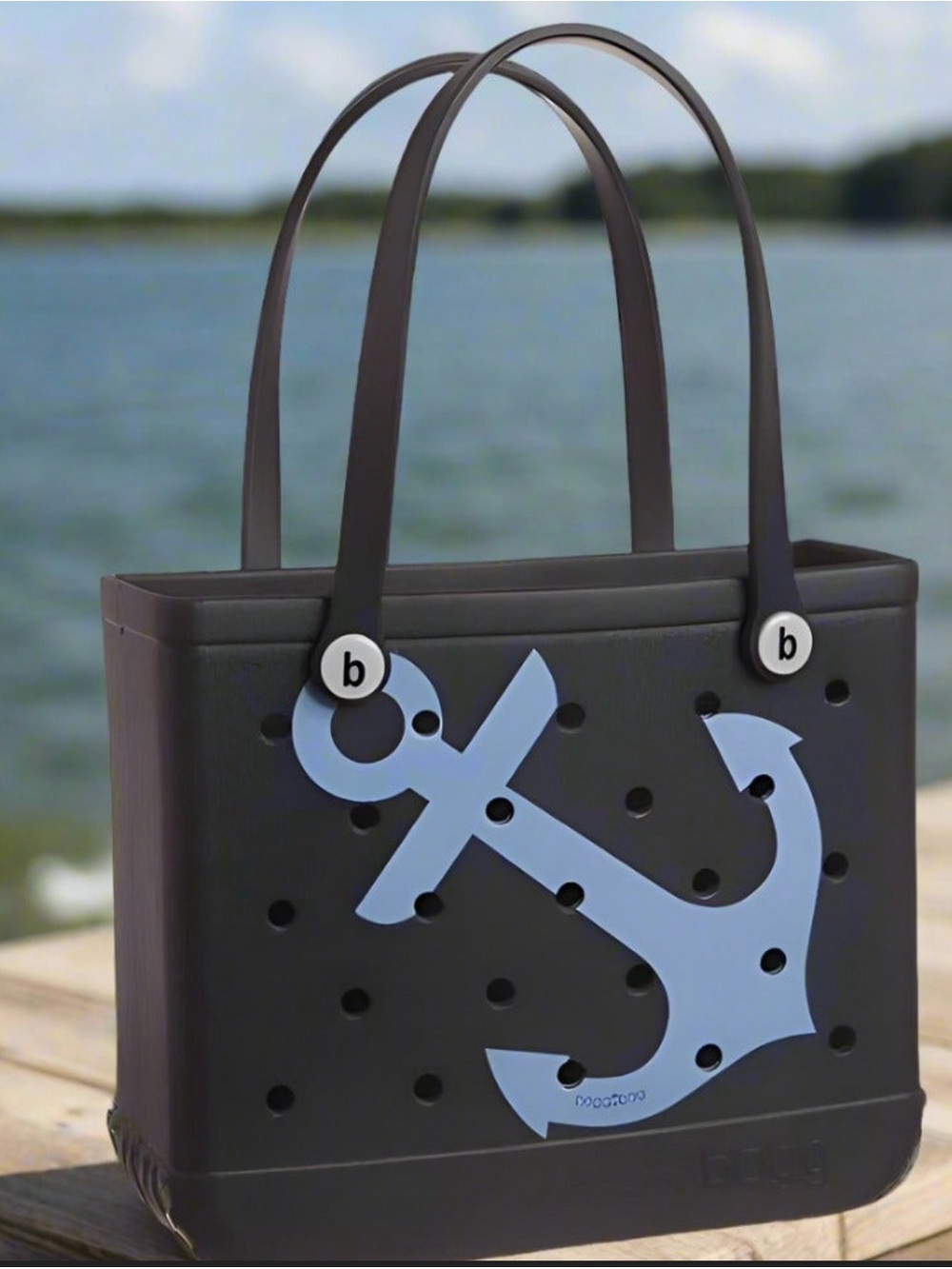 Originial RARE (large) Navy Blue Bogg Bag with Light Blue Anchor
